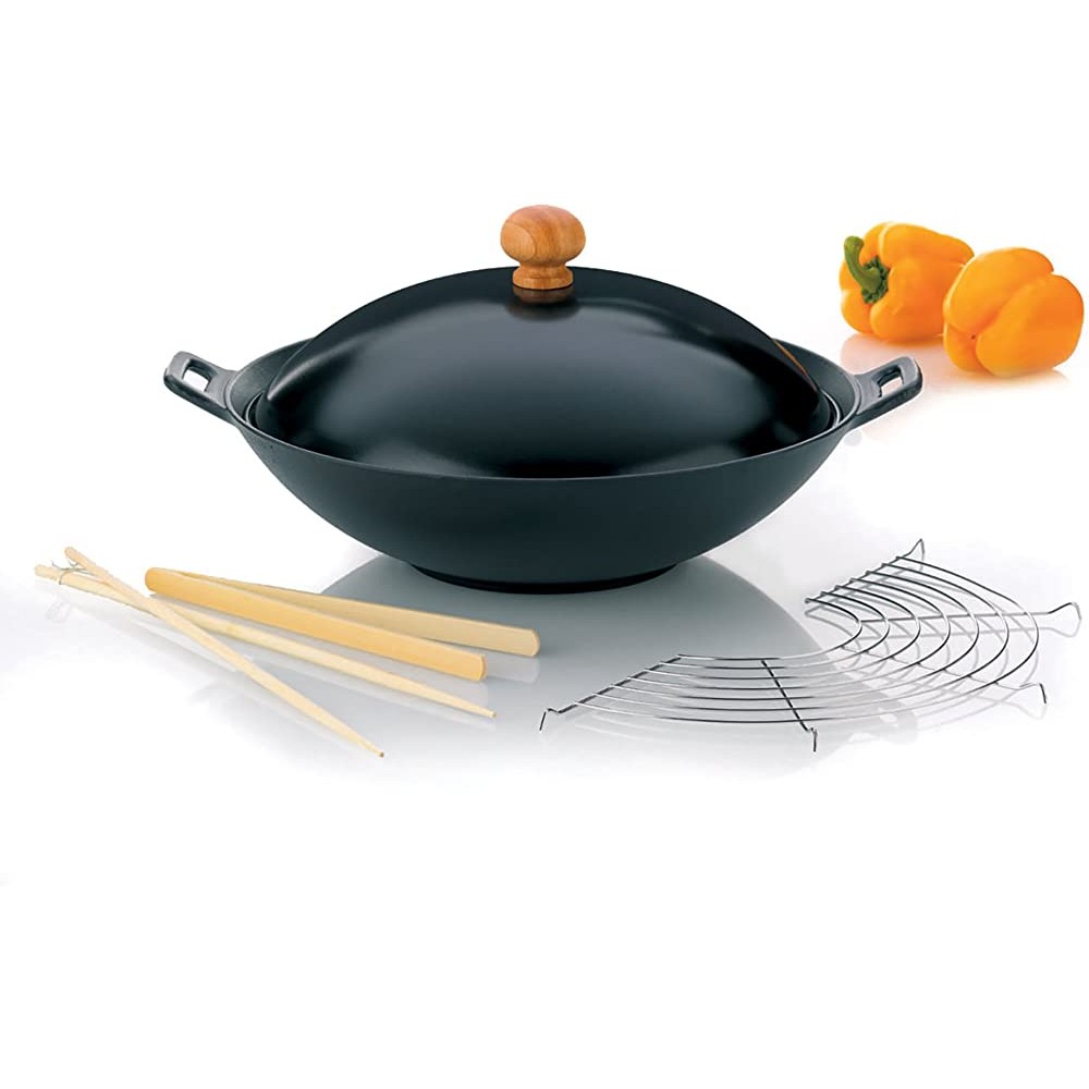 Kela 77943 set wok 5 pièces fonte diamètre 36 cm contenance 4,5 litres ‘Set wok Asia’ - B00008WV9SF