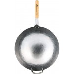 Mahlzeit Wok traditionnel | Ø 35 cm | wok en acier avec fond rond | Poêle wok en acier carbone avec poignée en bois | wok Asia acier au carbone brut - B08WXCJ7HWI