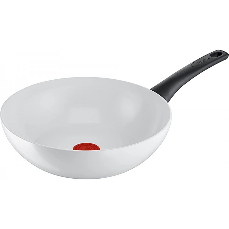Tefal C41719 Poêle wok Ceramic Control 28 cm | Revêtement céramique sûr | Indicateur de température | Nettoyage facile | Compatible induction | Blanc - B09HCP1BDJE