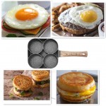 Poêle à omelette à 4 trous pour hamburger œufs jambon et crêpes manche en bois poêle à frire antiadhésive pour la cuisson du petit-déjeuner - B08D91JQYST