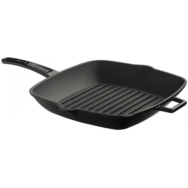 Lava Cookware Fonte Émaillée Poêle grill avec poignée Noir 20 x 20 cm - B07237W3G5K