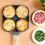 ZUHANGMENG Poêle à omelette anti-adhésive pour jambon 4 trous avec poignée en bois pour cuisinière petit déjeuner - B08GKJSQ53O