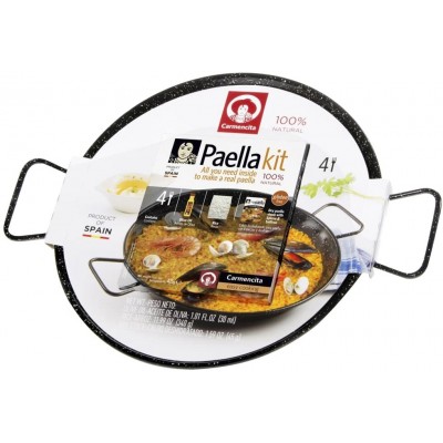 Carmencita Kit de paella espagnole avec poêle émaillée 43 cm kit de démarrage et recette - B01ET5BIOSY