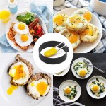 Cdycam Lot de 4 anneaux à œufs antiadhésifs avec brosse en silicone et poignées pliables pour œufs au plat et pochés mini crêpes omelettes et puddings Noir - B08GF7MRLDC