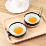 Geieold Lot de 6 moules à œufs en acier inoxydable pour œufs à œufs Forme ronde Forme de frite avec manche pour la cuisson des œufs - B09TVWCS1FD