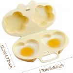 lefeindgdi Pocheuse à œufs 2 cavités en forme de fleur et de cœur pour la cuisson des œufs micro-ondes petit-déjeuner - B09XV131Z8F