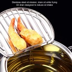Friteuse en acier inoxydable avec thermomètre mini poêle à frire antiadhésive de style japonais avec couvercle passoire à huile pour friture familiale Tempura frites et pépites de poulet20cm - B09DL3X9TD9