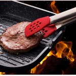 LZZR clip Steak anti-adhésif spécial 304 clip barbecue en acier inoxydable haute température silicone anti-échaudage clip nourriture clip barbecue noir simple Color : Red - B08P46XSJW8