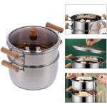 Casserole à la vapeur Ustensile de cuisine de cuiseur de nouilles en acier inoxydable à double oreille pour boulette pour bouillie pour pâtes - B09NPG6FTK7