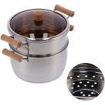 Marmite à double oreille marmite à vapeur en acier inoxydable pour bouillie pour pâtes pour boulette - B09C1Q57QWV