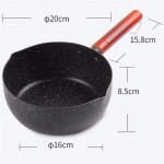 WeiCYN 20 cm Soupe Marmites Maifan Batterie de Cuisine en Pierre avec poignée en Bois Lait Pot Universel Poêle en Aluminium Noir Neige antiadhésifs Color : Black - B0899MB5PL7