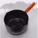 WeiCYN 20 cm Soupe Marmites Maifan Batterie de Cuisine en Pierre avec poignée en Bois Lait Pot Universel Poêle en Aluminium Noir Neige antiadhésifs Color : Black - B0899MB5PL7