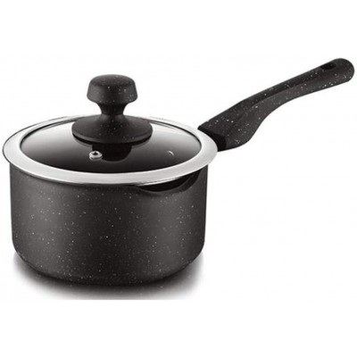 WeiCYN Petit Lait en Pot supplément Alimentaire sain Pot antiadhésifs Cuisiner avec Noodle Pot Universel Couvercle en Verre 16cm Color : Black - B089DTXBY9C