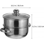 Yardwe Vapeur en Acier Inoxydable Pot Marmite Ragoût Pot Soupe Pot avec Insert Vapeur Couvercle Cuisine Ustensiles de Cuisine pour Légumes Fruits De Mer Poissons Cuisson 20Cm - B098QWYR82R