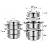 HEAVY 2 Niveau 29.5cm plaques à Induction à Vapeur Multi Veg Cuisinière en Acier Inoxydable Pot Set Pan avec Couvercle - B07ZYCKVS38