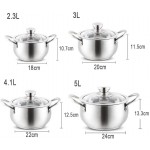 LINGZHIGAN 304 en acier inoxydable pot de soupe épaississement ménage ragoût pot de soupe bouillie de nouilles bouillies petit pot Cook Cook Capacity : 5L - B07WCT33753