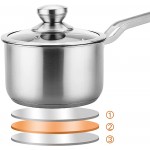 Steamer avec poignée acier inoxydable induction Pot Pot de cuisson avec couvercle en verre trempé lait de ménage PotSituable pour plusieurs types de poêles argent Size : 18cm - B09BQ4MP9R8
