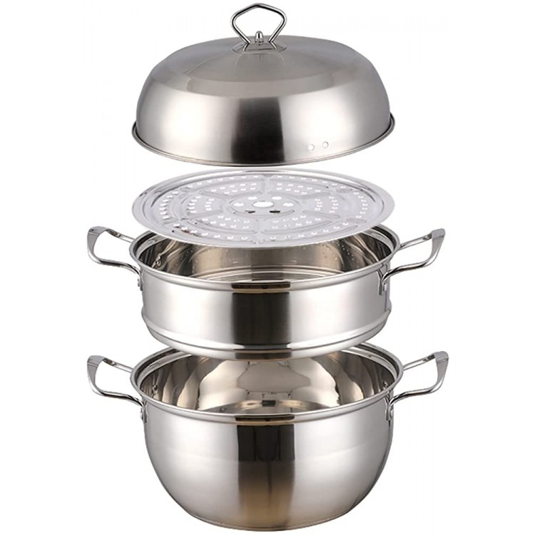 WANGYAN Pot à vapeur en acier inoxydable Pot Pot Steamer Panier Double chaudière 3 couches Pot de poche à vapeur à l'induction Cuisinière en métal Steamer Pan Color : Silver - B09VKY51JDX