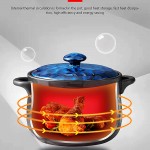 YUDIZWS Pot Argile Exquis pour Cuisine,Royal Chine Batterie De Cuisine Casserole avec Couvercle,Cuisine en Céramique pour Soupes Et Cuisson du Riz,Bleu,6L - B0993D8KPTD