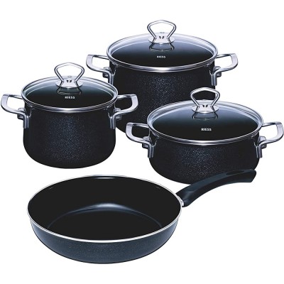 Generisch Riess 0519-009 Set de casseroles et poêles 4-TLG Black Magic Acier émaillé Noir 7,57 kg 28,5 x 48,5 x 24 cm - B0874XXRB7V