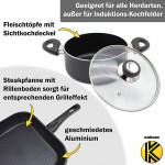 Krüger Lot de 17 casseroles et poêles en fonte d'aluminium Antiadhésives Avec ustensiles de cuisine Haute résistance à la chaleur et conservation durable de la chaleur noir - B09L8G5JF9U