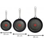 Tefal Jamie Oliver Cook's Direct Inox Batterie de cuisine 3 poêles 20 24 28 cm Revêtement antiadhésif Indicateur de cuisson Poignée sûre rivetée Induction E304S344 - B08GHG6CP8E