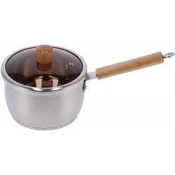 Melting Pot poignée en bois de chauffe-beurre en acier inoxydable antiadhésif avec couvercle en verre trempé pour cuisine à domicile pour cuisinière électrique cuisinière à gaz - B09B7QYY3QN