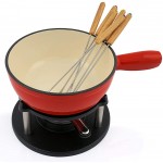 BBQ-Toro Service à fondue en fonte pour 6 personnes rouge crème | 2 litres | Service à fondue émaillé | 9 pièces avec brûleur et fourchettes - B07V9N3PY1O