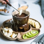 Braceletlxy Créativité Chocolat Fondue Maker Pot de Fonte au Chocolat Ensemble avec Bol en céramique Plateau de Service de fête 4 fourches en Acier pour Le Fromage Tapas Fondue - B0946BKSCWD