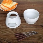 Fondue au Chocolat en céramique Set avec fourchettes-Tea Light Porcelaine Melting Pot - B08SBSY9YL9