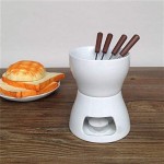 Fondue au Chocolat en céramique Set avec fourchettes-Tea Light Porcelaine Melting Pot - B08SCHTJ425
