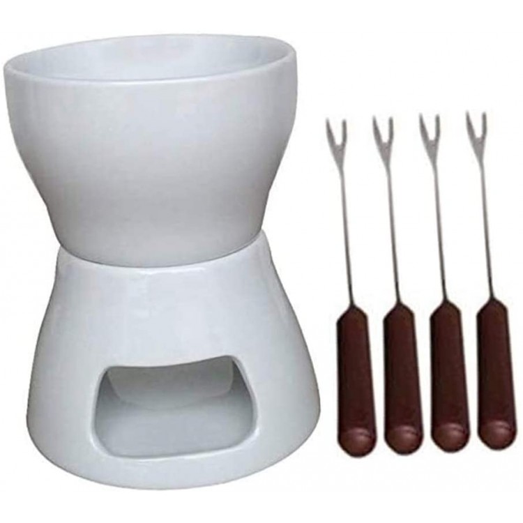 Fondue au Chocolat en céramique Set avec fourchettes-Tea Light Porcelaine Melting Pot - B08SBSY9YL9