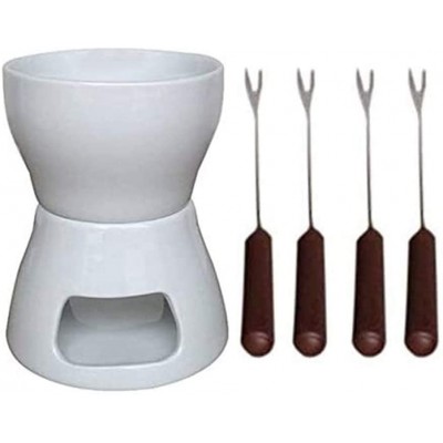 Fondue au Chocolat en céramique Set avec fourchettes-Tea Light Porcelaine Melting Pot - B08SCHTJ425