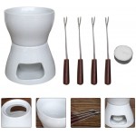 HEMOTON 1 pot à fondue au chocolat avec 4 fourchettes et support pour bougie chauffe-plat - B09TJYYC1JA