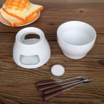 HEMOTON 1 pot à fondue au chocolat avec 4 fourchettes et support pour bougie chauffe-plat - B09TJYYC1JA