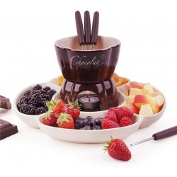 Machine à fondue au chocolat cafetière à fondue ensemble de comptoir machine à chocolat fondue à dessert avec 4 fourchettes et plateau de service pour fête - B08X1J6SH4A