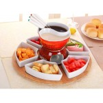 N C Ceramics Service à fondue en acier inoxydable avec 4 fourchettes pour fromage fondue au canard et au chocolat - B09H49Q3MGA