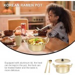 GANAZONO Pot de Ramen Coréen avec Couvercle: Pot de Cuisson Ramen en Aluminium de 16 Cm avec Cuillère Et Baguettes Chauffantes de Cuisine Coréenne pour Nouilles Ramen Golden - B09R2323NJX