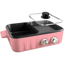 Linjolly Grill électrique Portable 1200 W Chaud avec Couvercle en Verre poignée et indicateur de Chauffage dortoir étudiant pour 2-4 peuples Color : Pink - B09DW2XDLLE
