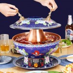 GYZLZZB Poignée pivoine de style chinois Beijing Charcoal Charbon Chaud Pot épaissi en cuivre Multi-grade Température-régulation de la température Mongolie utilisé pour le dîner en famille cadeau d - B08QS2JCZ76