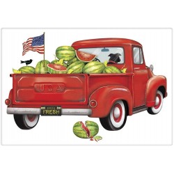 Mary Lake-Thompson Camion Rouge pastèque Coton Farine Sac Serviette de Cuisine 30x30 Rouge - B06XH963FXG