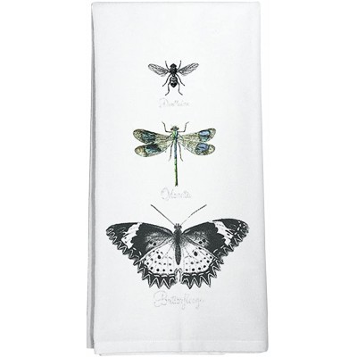 Montgomery Street Designs Montgomery Street Papillon Libellule Abeille Coton Sac de Farine Torchon 30 x 30 Multicolore - B00EBEPXO4T
