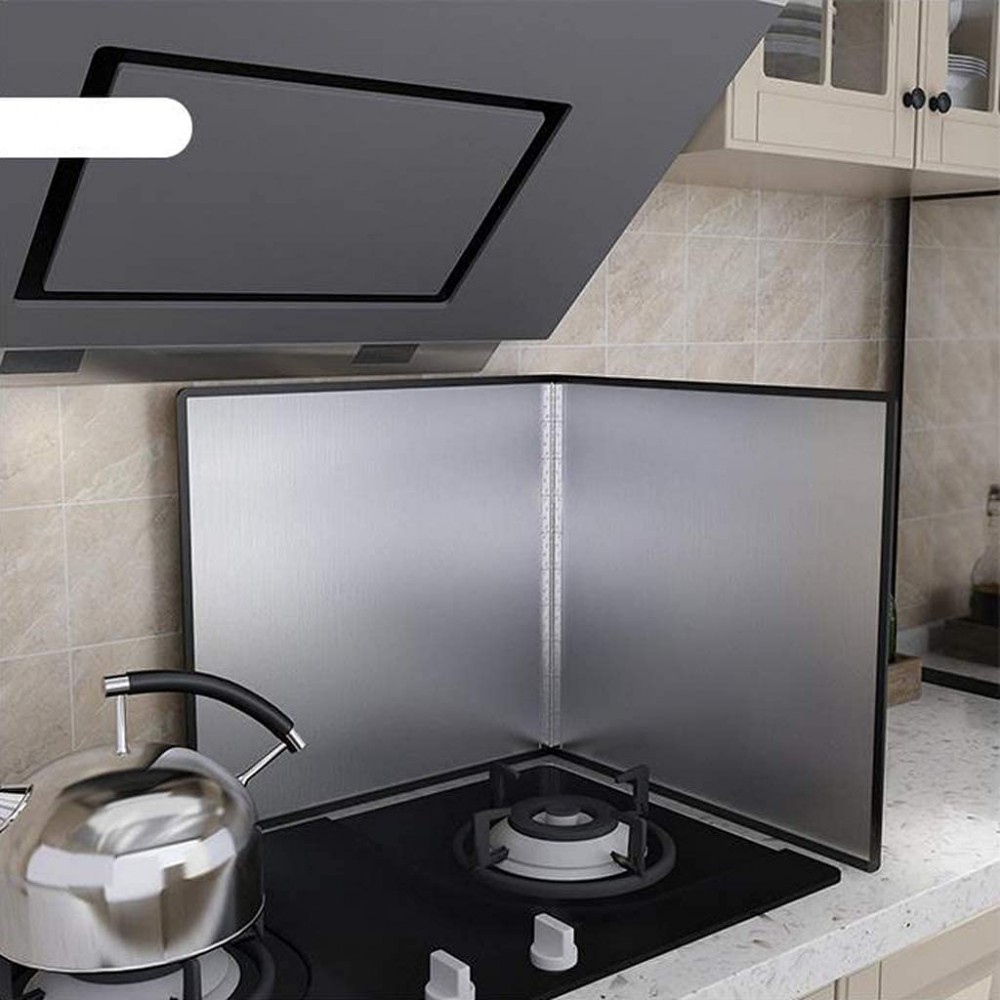 Ecrans anti-projections Plaque de déflecteur de cuisine de cuisine outil de cuisine facile à nettoyer pour la cuisson couvercle anti-éclaboussures pliable en acier inoxydable couvercle de l'écran - B095XWD3V8F
