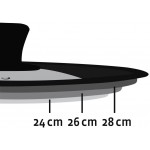 Xavax Couvercle universel Noir Transparent & Xavax Couvercle universel anneau en silicone pour casseroles poêles de diamètre 16 18 ou 20 cm trou de vapeur design à bords gradués Noir Transparent - B09CC6XKXL3