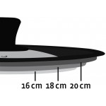 Xavax Couvercle universel Noir Transparent & Xavax Couvercle universel anneau en silicone pour casseroles poêles de diamètre 16 18 ou 20 cm trou de vapeur design à bords gradués Noir Transparent - B09CC6XKXL3