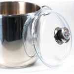 Kerafactum Couvercle de casserole en verre plein Couvercle universel en verre pour casserole avec thermomètre Verre de qualité Couvercle de cuisson pour wok et poêles de 22 cm de haut - B08Z4HBBYHJ