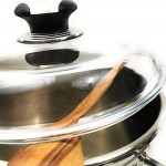 Kerafactum Couvercle de casserole en verre plein Couvercle universel en verre pour casserole avec thermomètre Verre de qualité Couvercle de cuisson pour wok et poêles de 22 cm de haut - B08Z4HBBYHJ