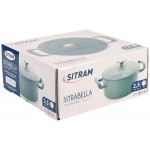 Sitram COCOTTE Sitrabella ronde en fonte émaillée 2,5 litres Extérieur bleu argile et intérieur blanc toutes sources de chaleur y compris induction et four 711981 - B07Z8KL76RJ