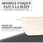 Grand plat à gratin en céramique Pour lasagne tiramisu et ramollissement Bord extra haut Rectangulaire Blanc - B09FT5H5L2O