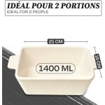 Plat à Four Rectangulaire en Céramique Moyen Pour Gratin Lasagne Tartes Pour 2 Portions Blanc - B09FT8BMLMU